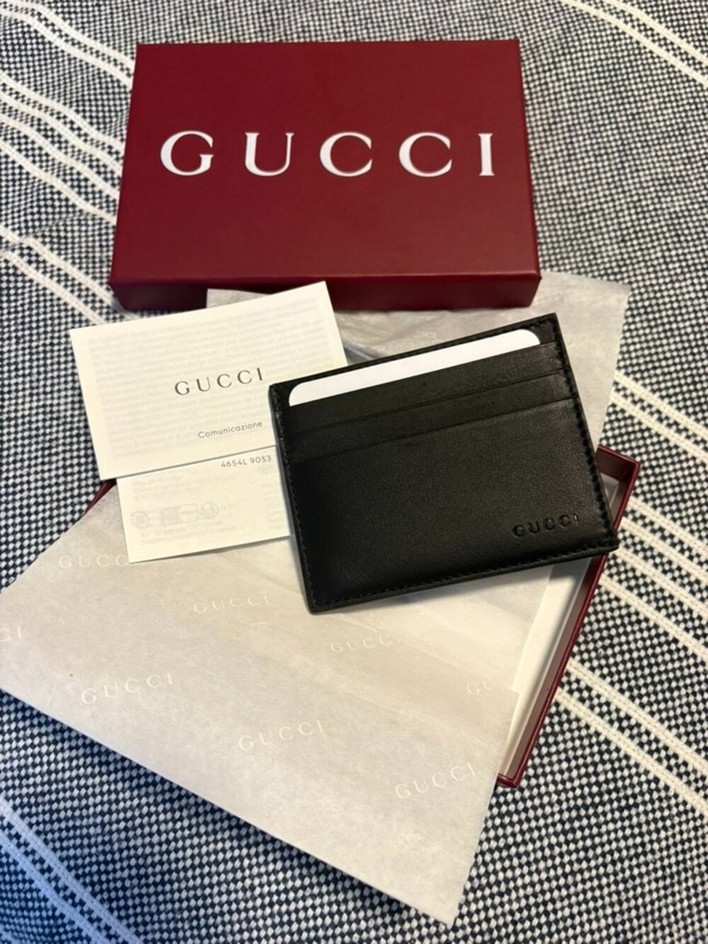 AUTHENTIC New Gucci Leather Card Holder Case Logo (6 Card Slot) Black. NWT.